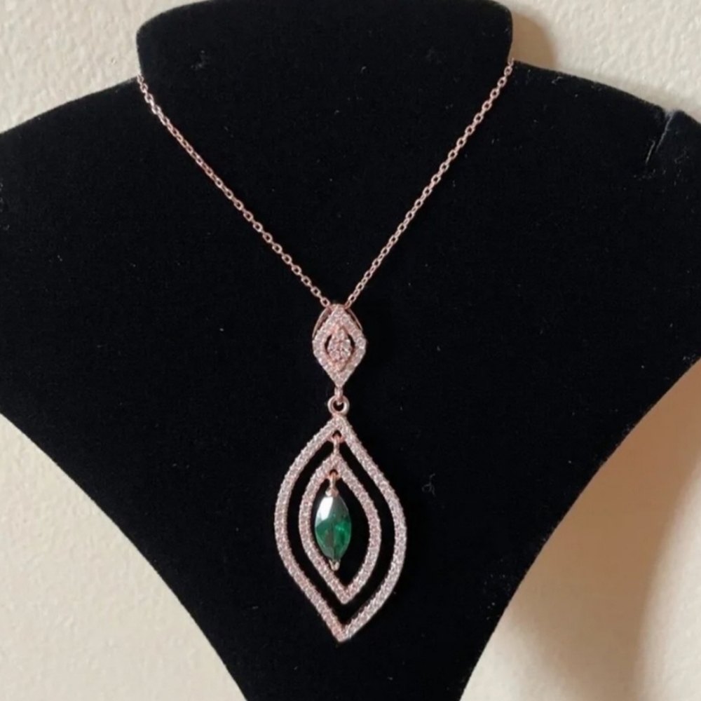 Sterling Silver 925 Rose Gold Drop Necklace